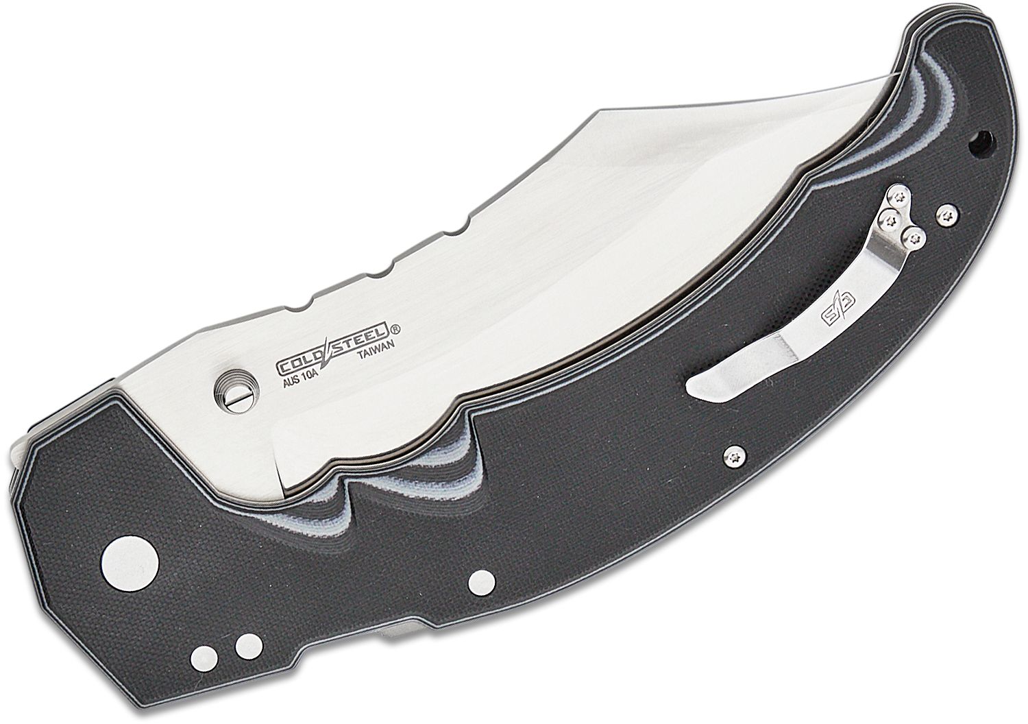 Cold Steel Mayhem ATLAS Lock Folding Knife 6 AUS-10A Clip Point Modified  Cleaver Blade, Black/Gray G10 Handles - KnifeCenter - CS-FL-60DPLM
