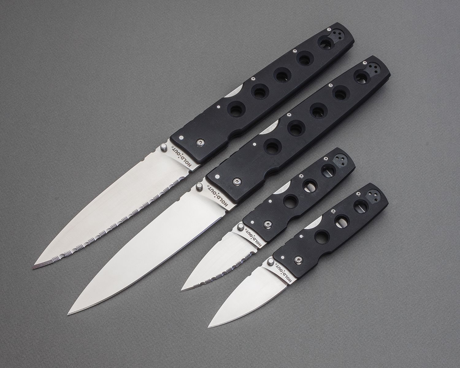 HOLD OUT 3 BLADE FULL SERRATED EDGE BLK S35VN