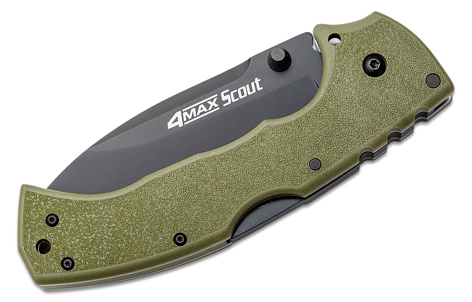 Cold Steel 62rq Odbk 4 Max Scout Folding Knife 4 Aus 10a Black Blade Od Green Griv Ex Handles