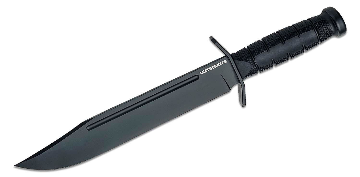 Cold Steel Leatherneck Bowie Fixed Blade Knife 10.5 D2 Black Powder Coated  Blade, Kray-Ex Handles, Secure-Ex Sheath - KnifeCenter - FX-LTHRNK