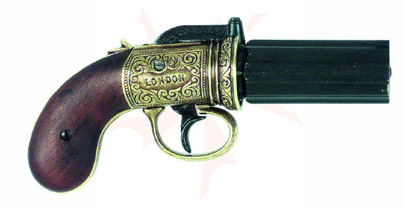 Spanish Made Cogswell Pepperbox Percussion Pistol - KnifeCenter