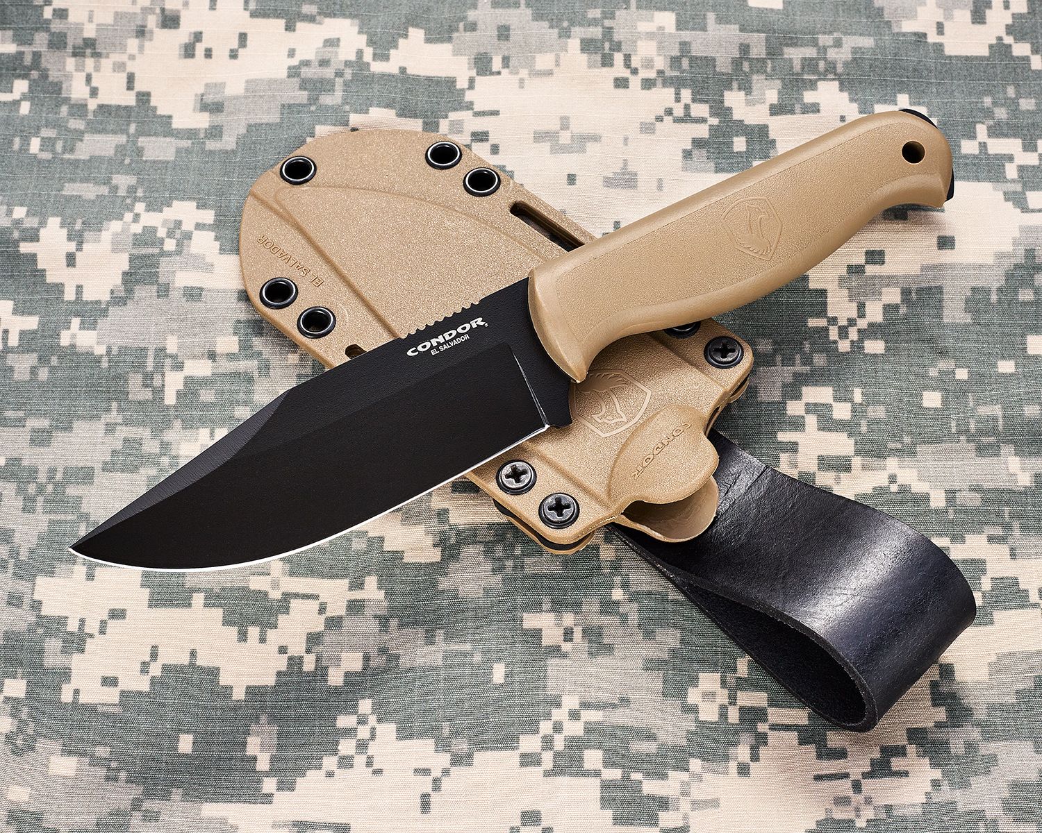 Condor Batonata Chopper Fixed Blade Knife Hickory w/ Leather