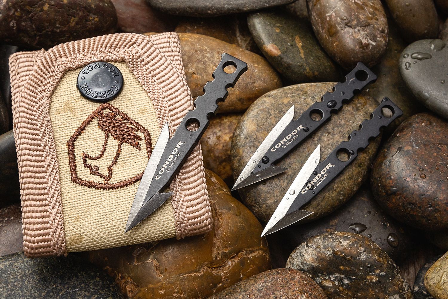 Condor Tool & Knife CTK113-2.75HC Pocket Pike Fishing Spear Set, Three 1075  High Carbon Spearheads, Ballistic Nylon Sheath - KnifeCenter - Discontinued