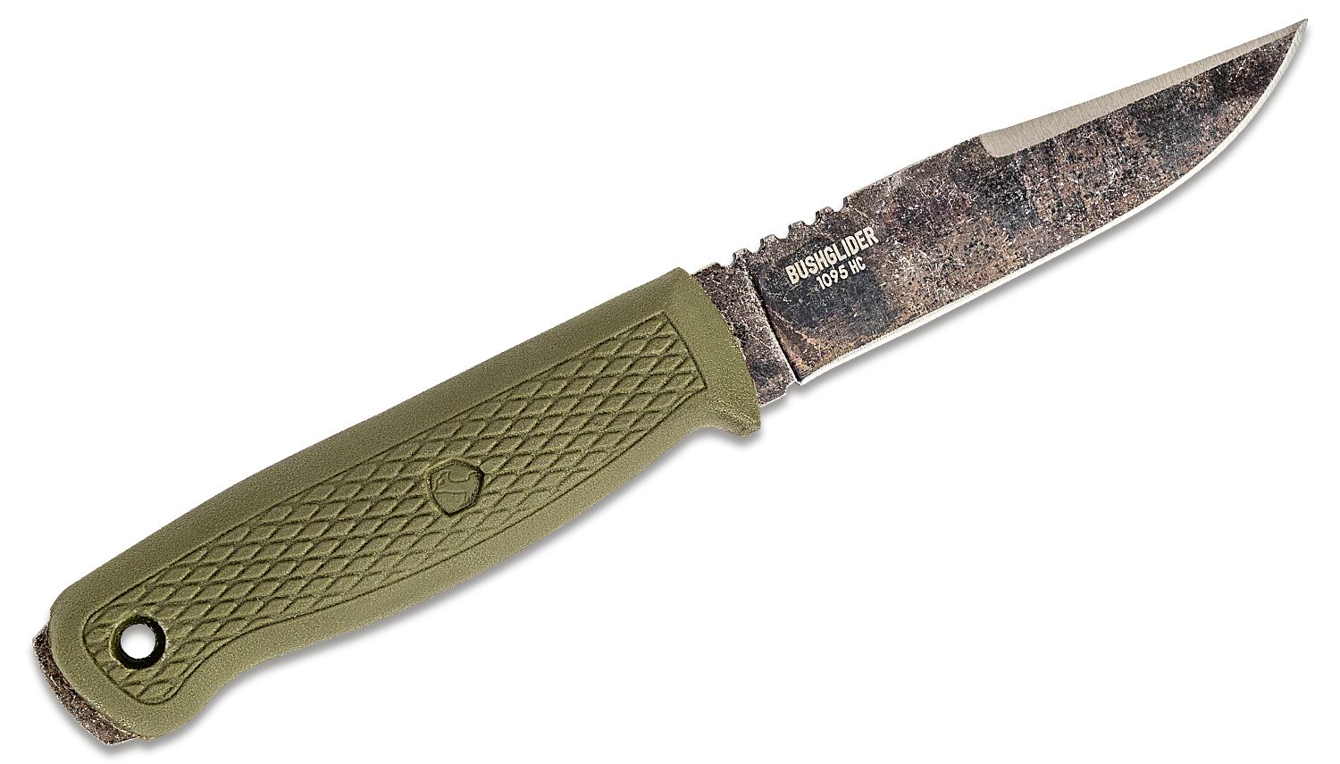 Condor Tool & Knife CTK3949-4.2HC Bushglider Fixed Blade Knife 4.2 1095  Carbon Steel Blade, Army Green Polypropylene Handle and Sheath - KnifeCenter