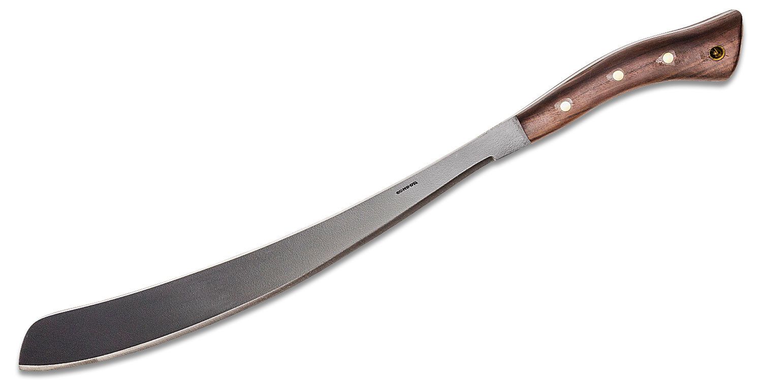 Condor & Knife CTK412-17HCS Parang Machete 17-1/2" Carbon Steel Black Blade, Hardwood Handles, Leather Sheath - KnifeCenter