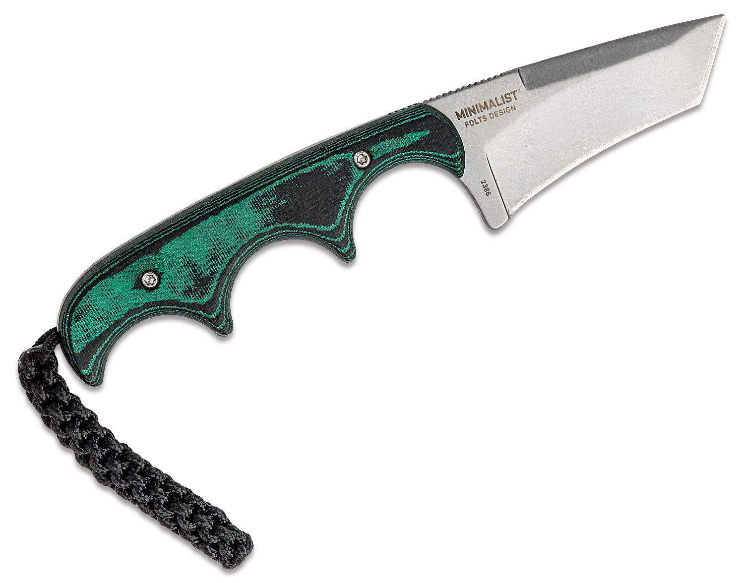 CRKT Minimalist Katana Fixed Blade Neck Knife Green Resin Infused Fiber  Scales w/ Katana Plain Edge