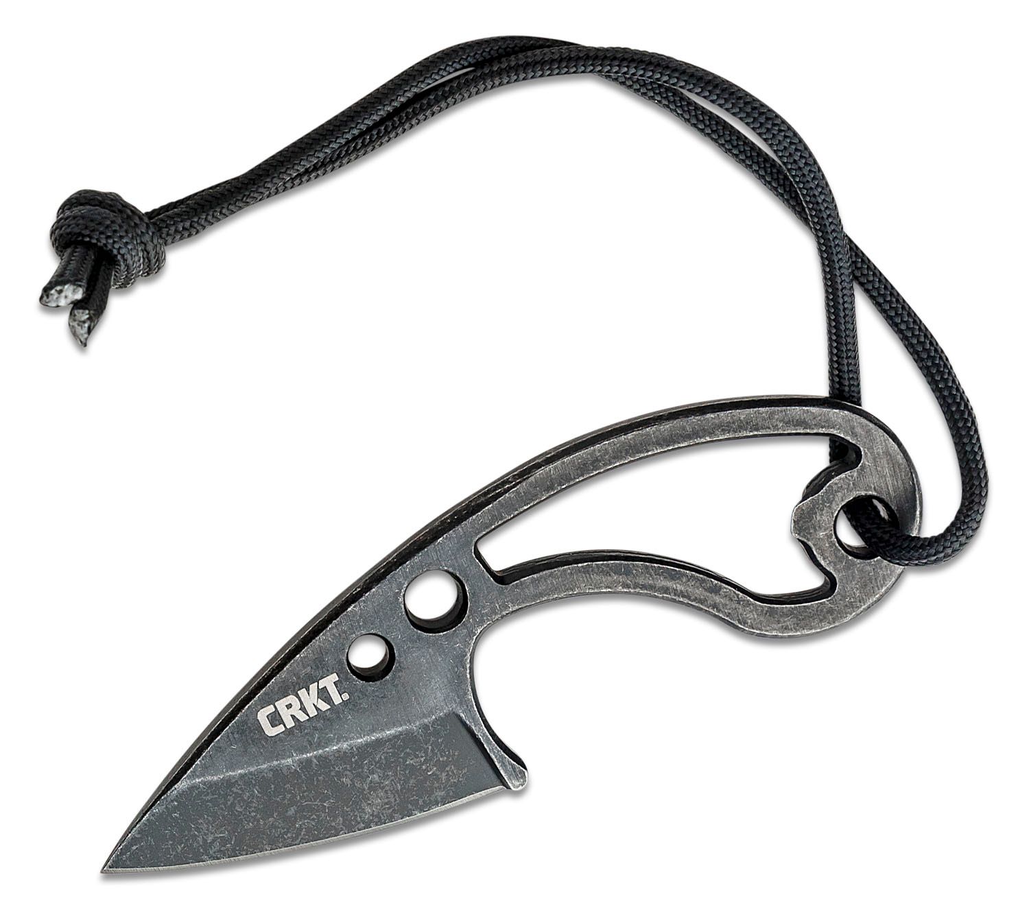 Columbia River CRKT 2716 Ryan Johnson RMJ Owlet Fixed Neck Knife 2.181  Black Stonewashed Blade, GRN Sheath - KnifeCenter - Discontinued
