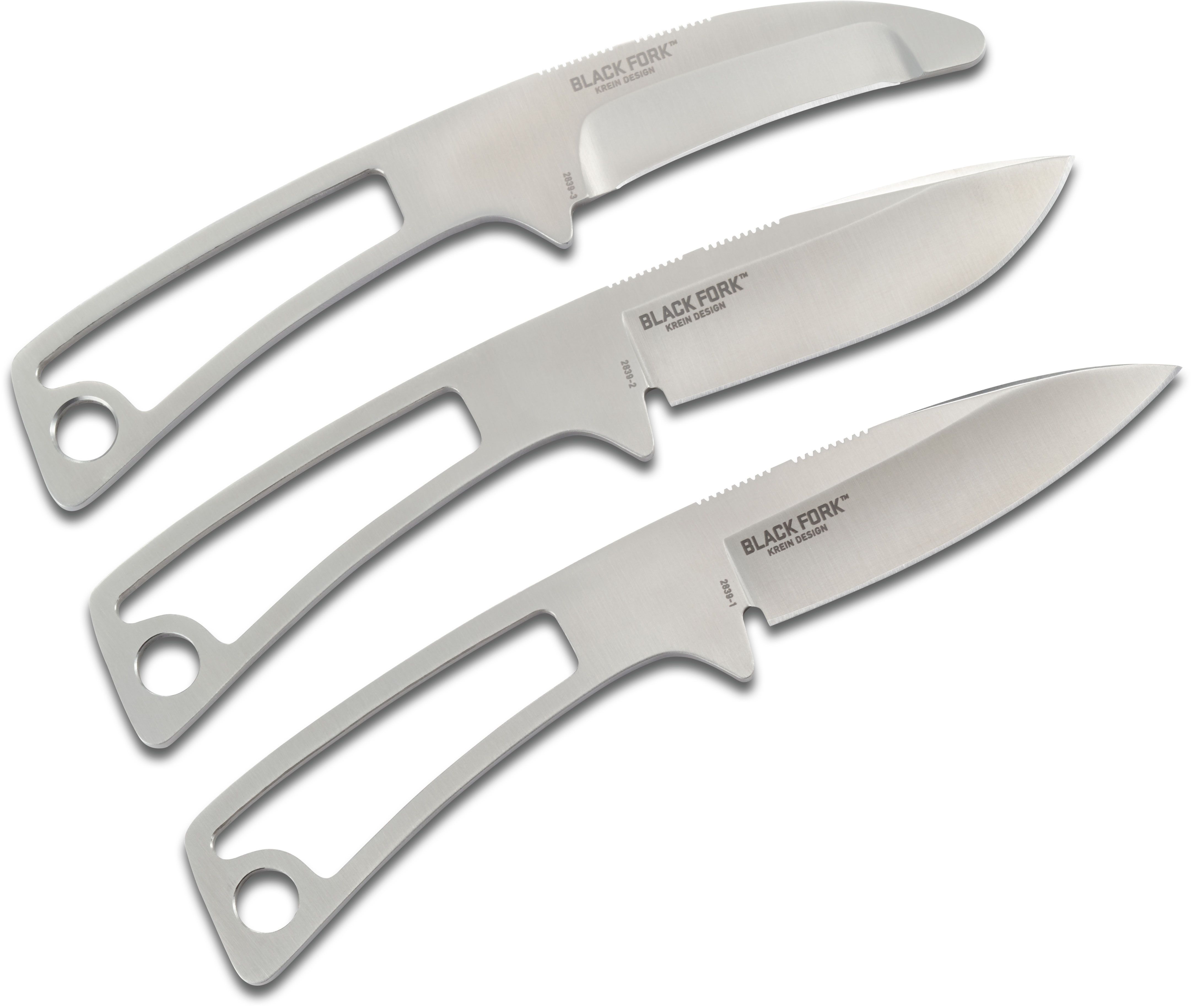 CRKT 2839 Black Fork 3-Piece Stainless Fixed Blade Hunting Knife