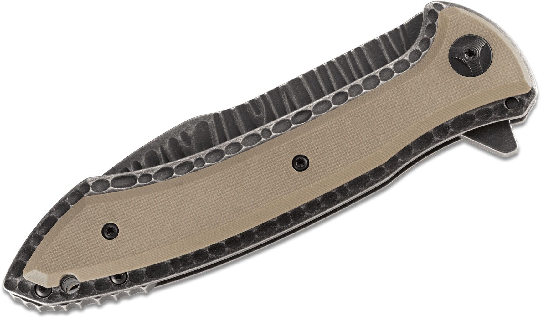 Columbia River CRKT 5381 Eric Ochs APOC Flipper Knife 3.978 Black  Stonewashed Combo Blade with Veff Serrations, Desert Tan G10 and Stainless  Steel Handles - KnifeCenter - Discontinued