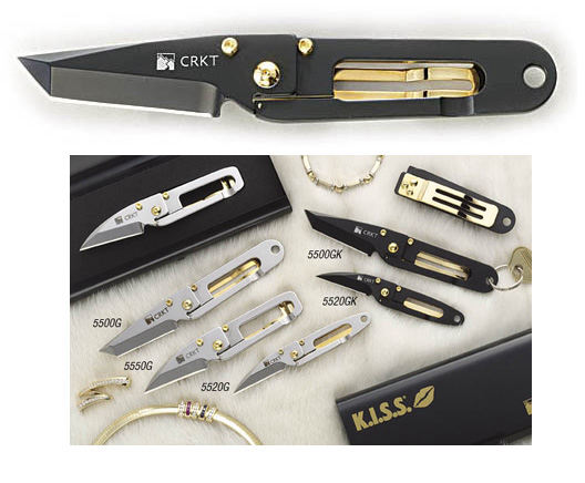 Columbia River KISS in the Dark Gold Trimmed Knife Tanto Plain