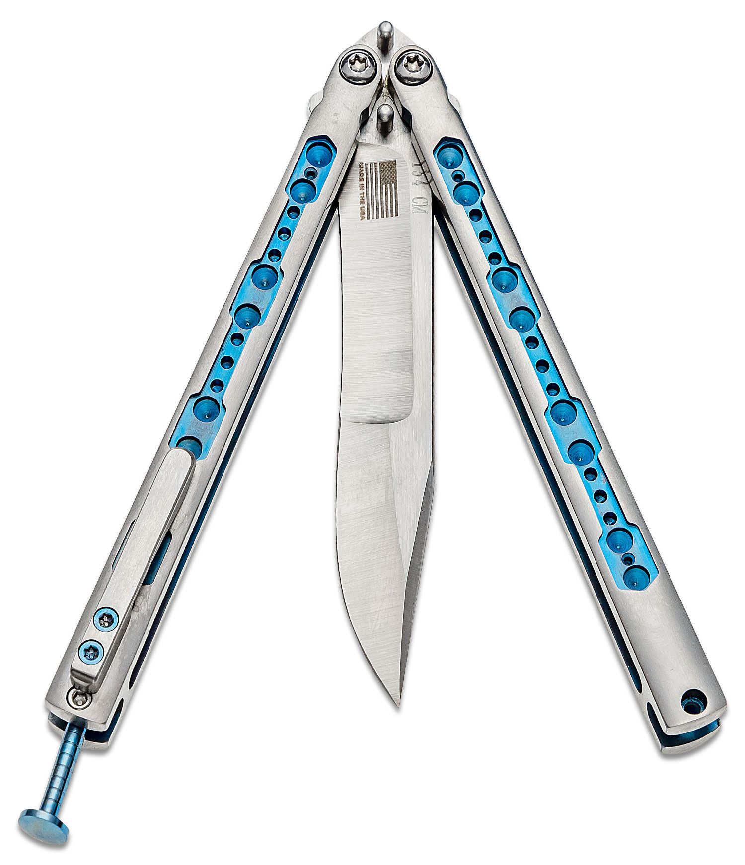 Black & Blue Diamond Plate Balisong Butterfly Knife 5.1 oz-B