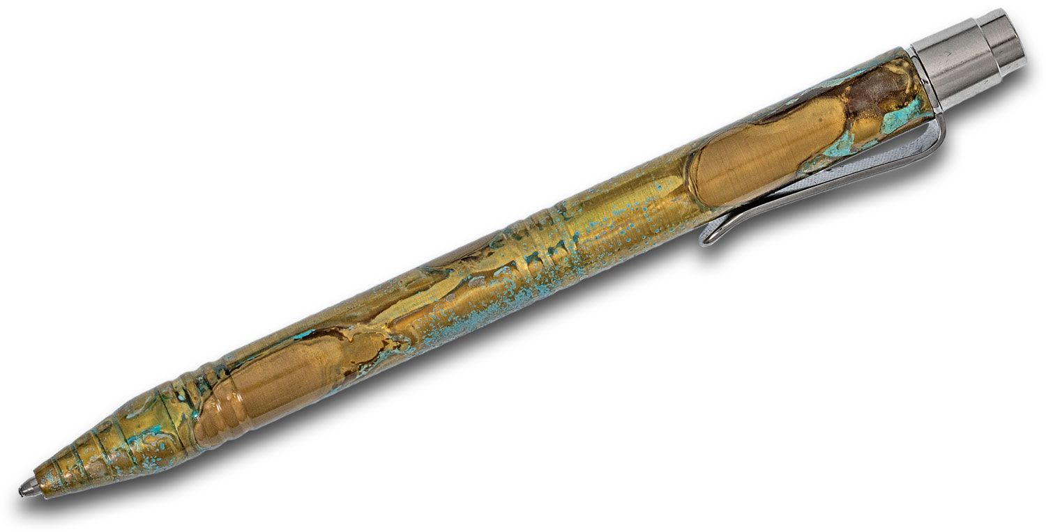 Darrel Ralph Designs Custom DDR Slim Line Brass Shipwrecked Go Pen,  Blue/Green Patina, 5 Overall - KnifeCenter - GPBRSHIP-SL - Discontinued