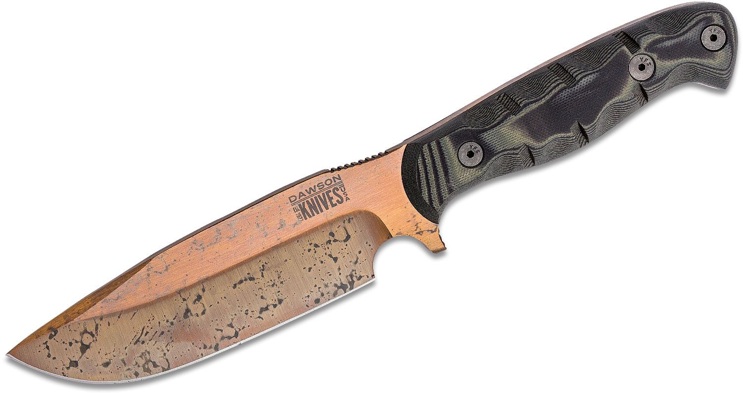 Dawson Knives Big Bear Arizona Copper 3V Two-Tone Carbon Fiber Fixed Blade  Knife For Sale