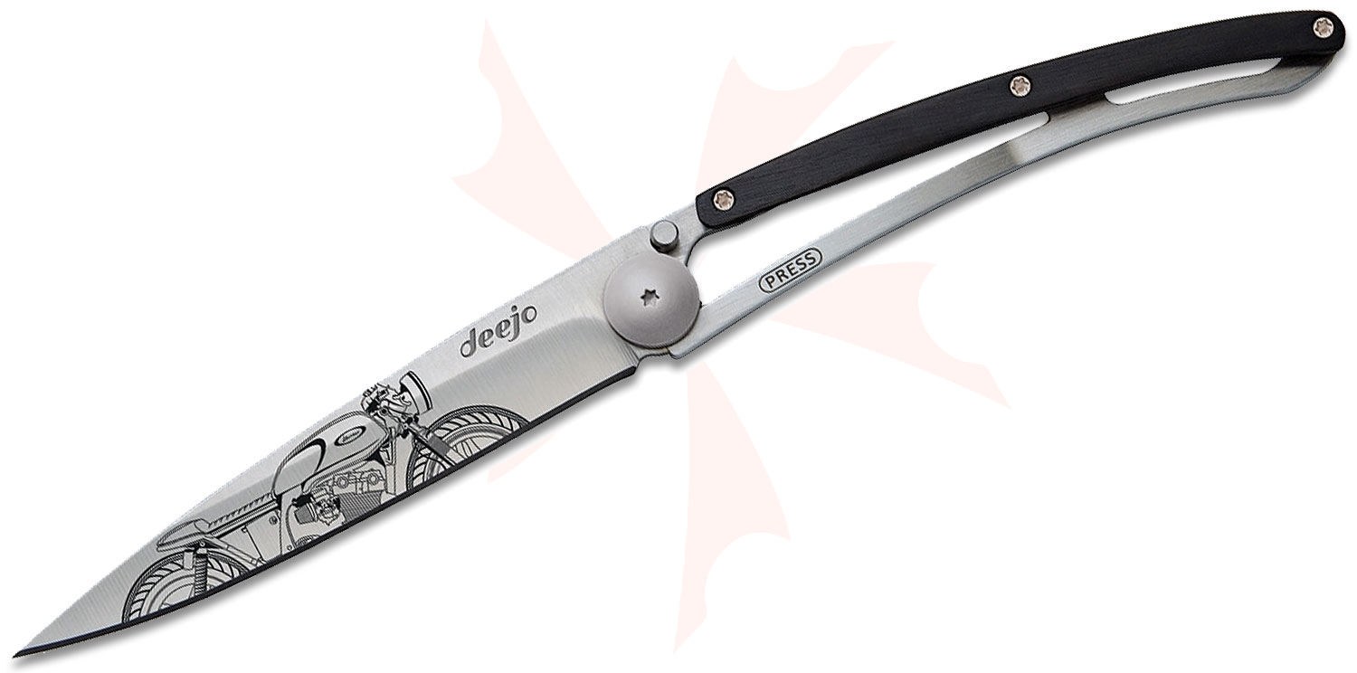 Deejo Knives Tattoo Cafe Racer 37g Folding Knife 3.75