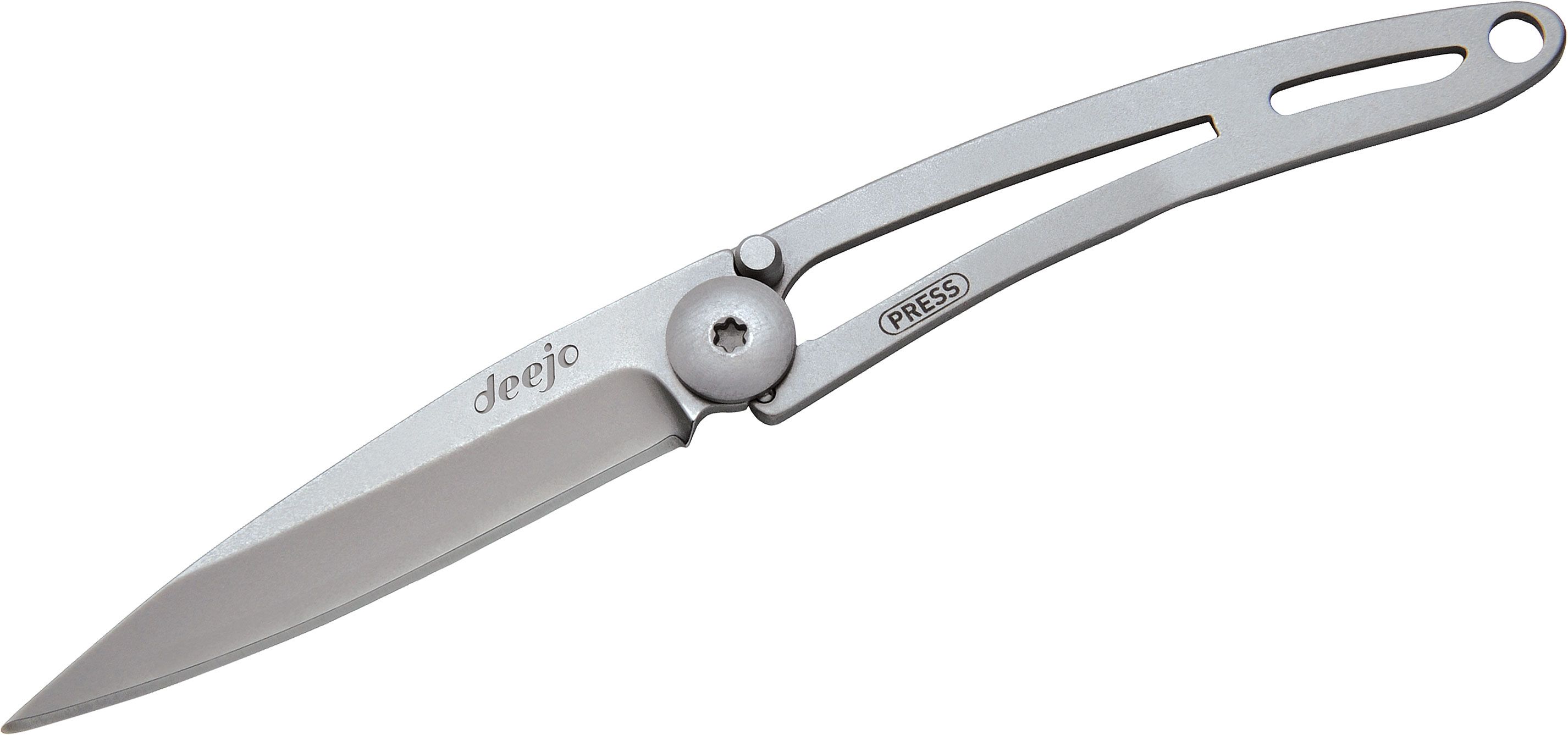 Deejo Knives Naked 15g Folding 2.25" Satin Plain Blade, Minimalist Design - KnifeCenter - 7CN000 - Discontinued