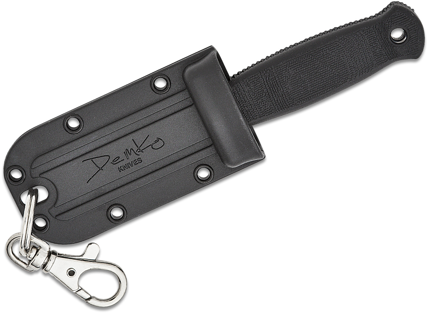 Demko Knives Armiger 2 Fixed Blade Neck Knife 2" 4034 Satin Clip Point Plain Blade, Black