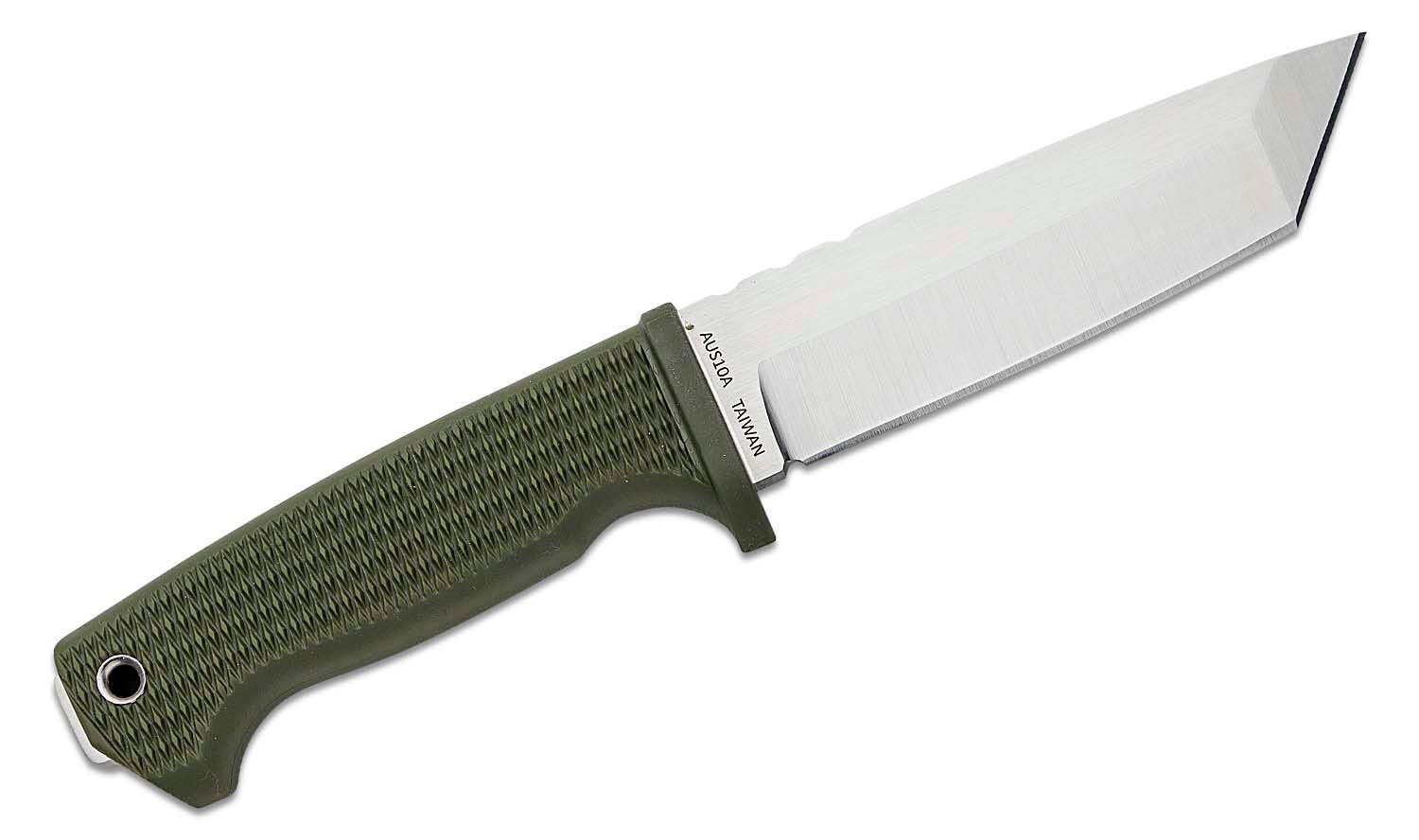 Demko FreeReign 5 Inch Tanto AUS10A Fixed Blade - OD GreenRubber Handle