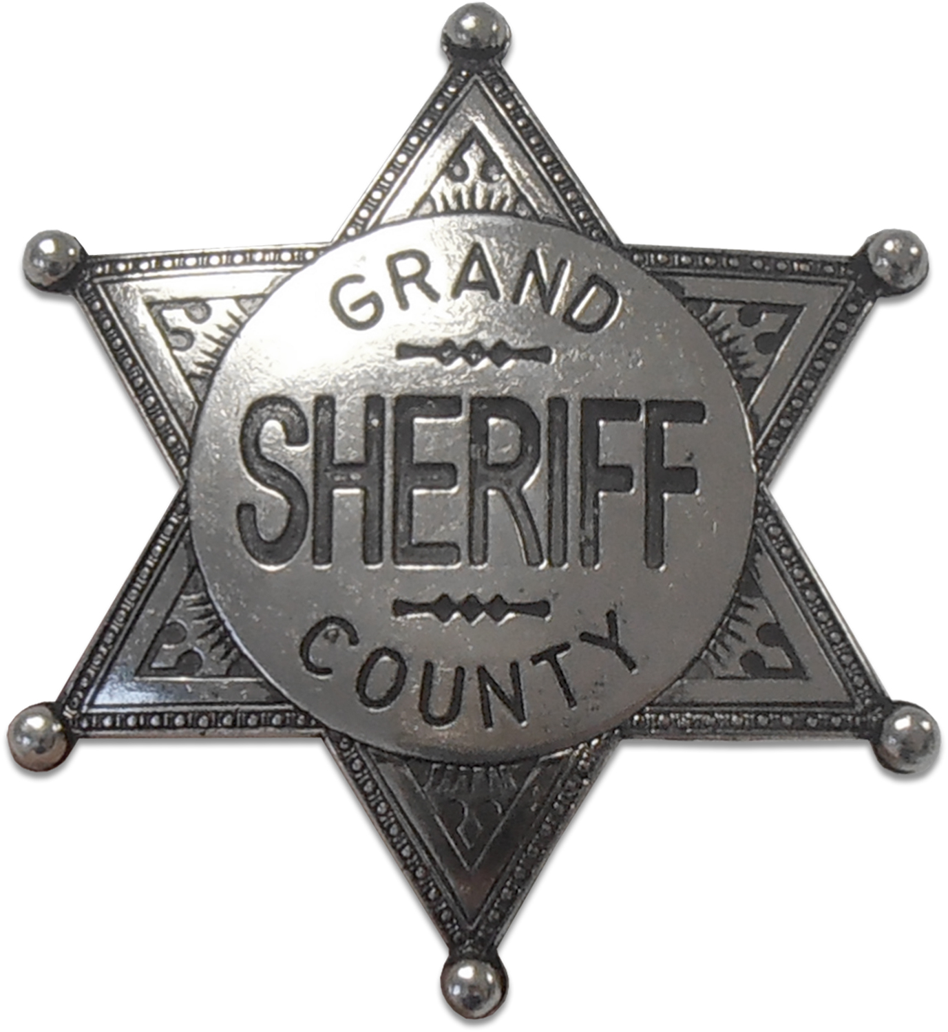 Denix Replica Grand County Sheriff Badge, Nickel - KnifeCenter