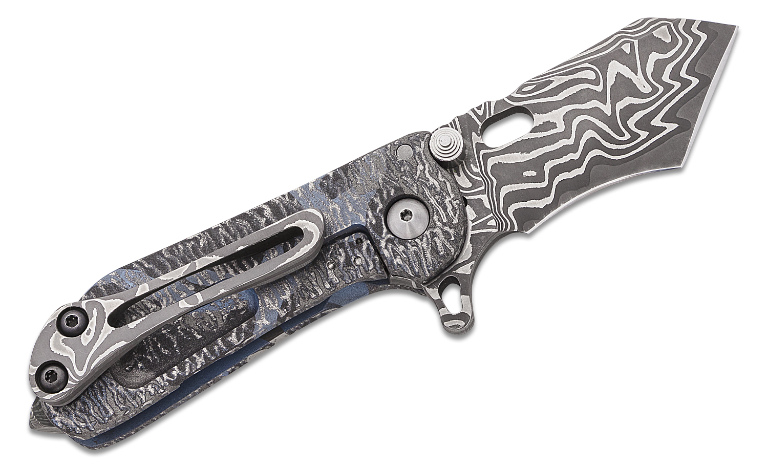 DireWare Custom M8Mini Flipper Knife 3" Nichols LowLayer Damascus
