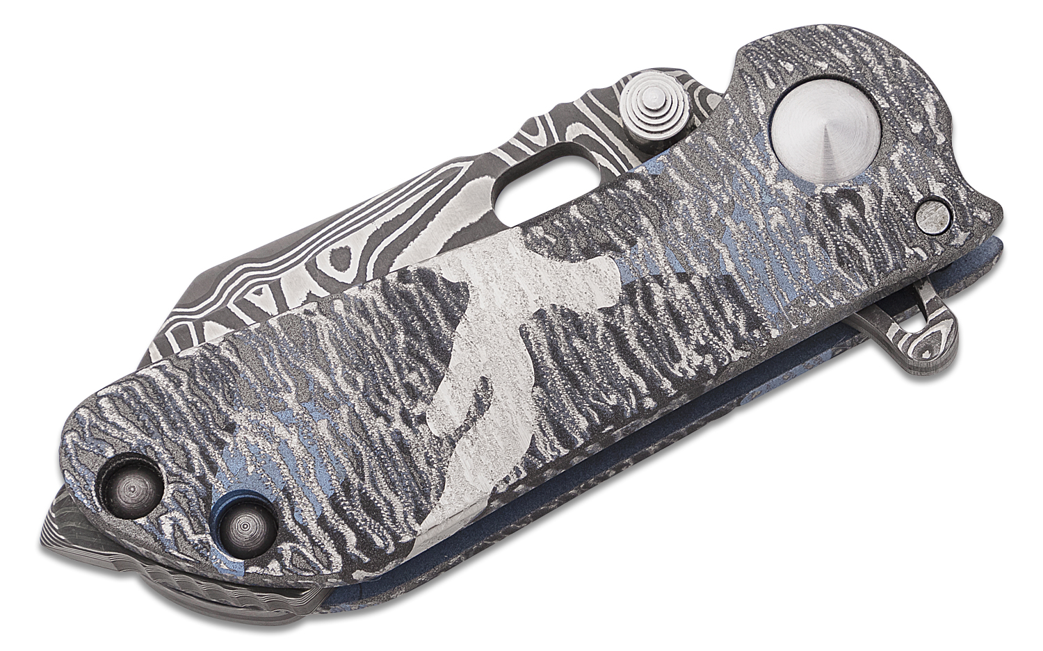 DireWare Custom M8Mini Flipper Knife 3" Nichols LowLayer Damascus