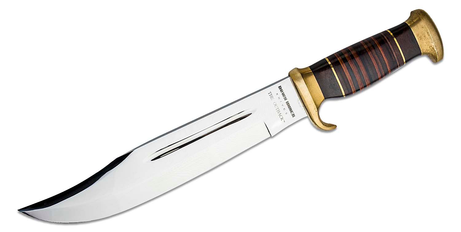 Down Under The Outback Hunting Bowie Knife Polished Leather Handle - KnifeCenter - DUKCD