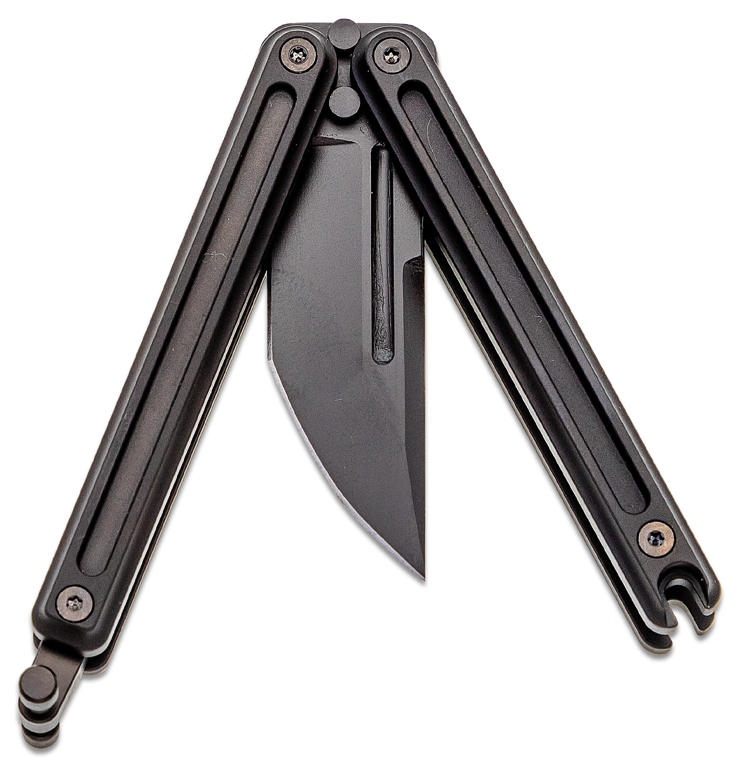 D Rocket Designs MidTech Micro Parabellum Balisong Knife 2" M390 Black