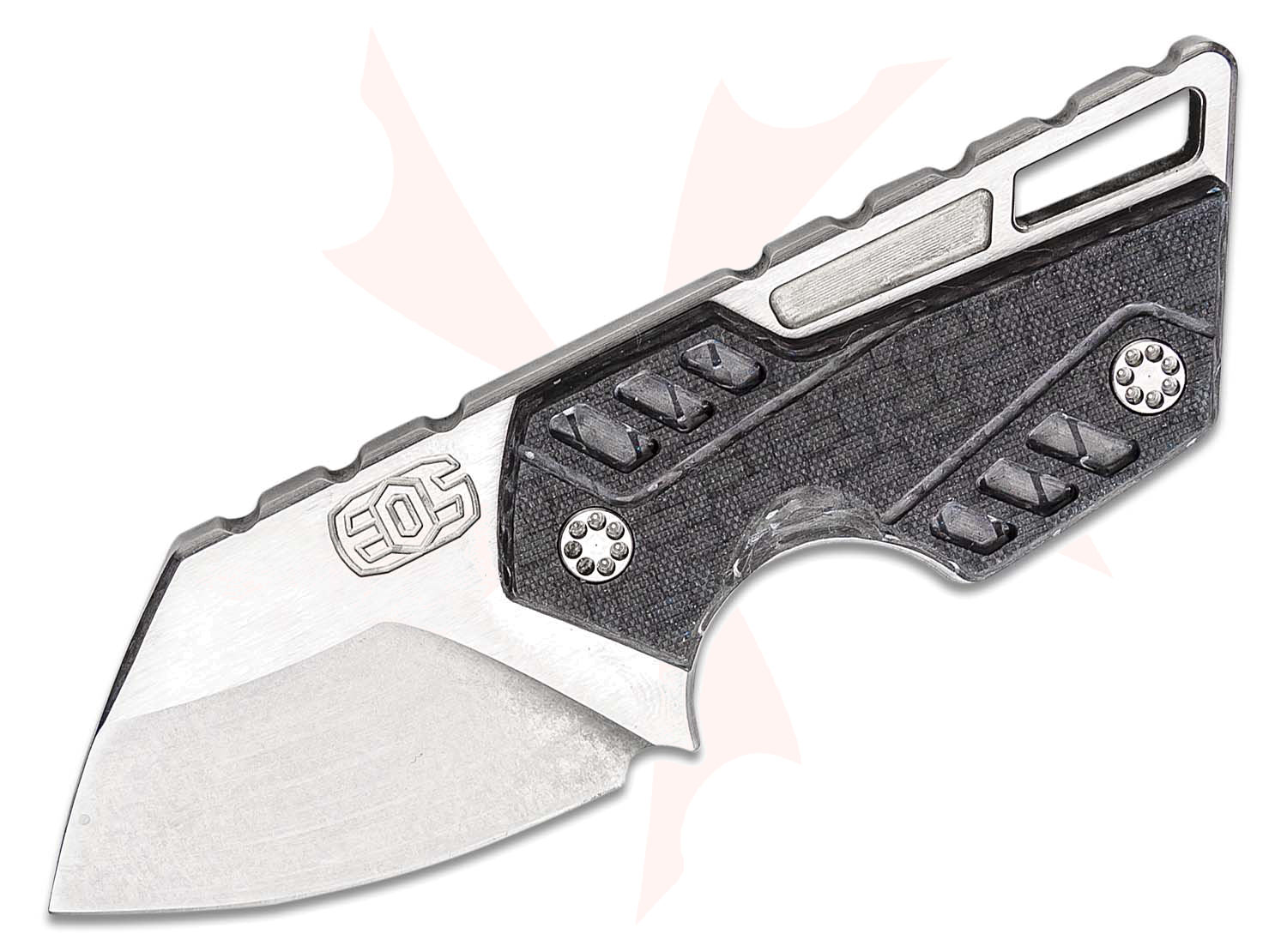 EOS Krab Fixed Blade Knife 1.875" CPM154 Stonewashed Blade, Milled Carbon Fiber Handles, Kydex