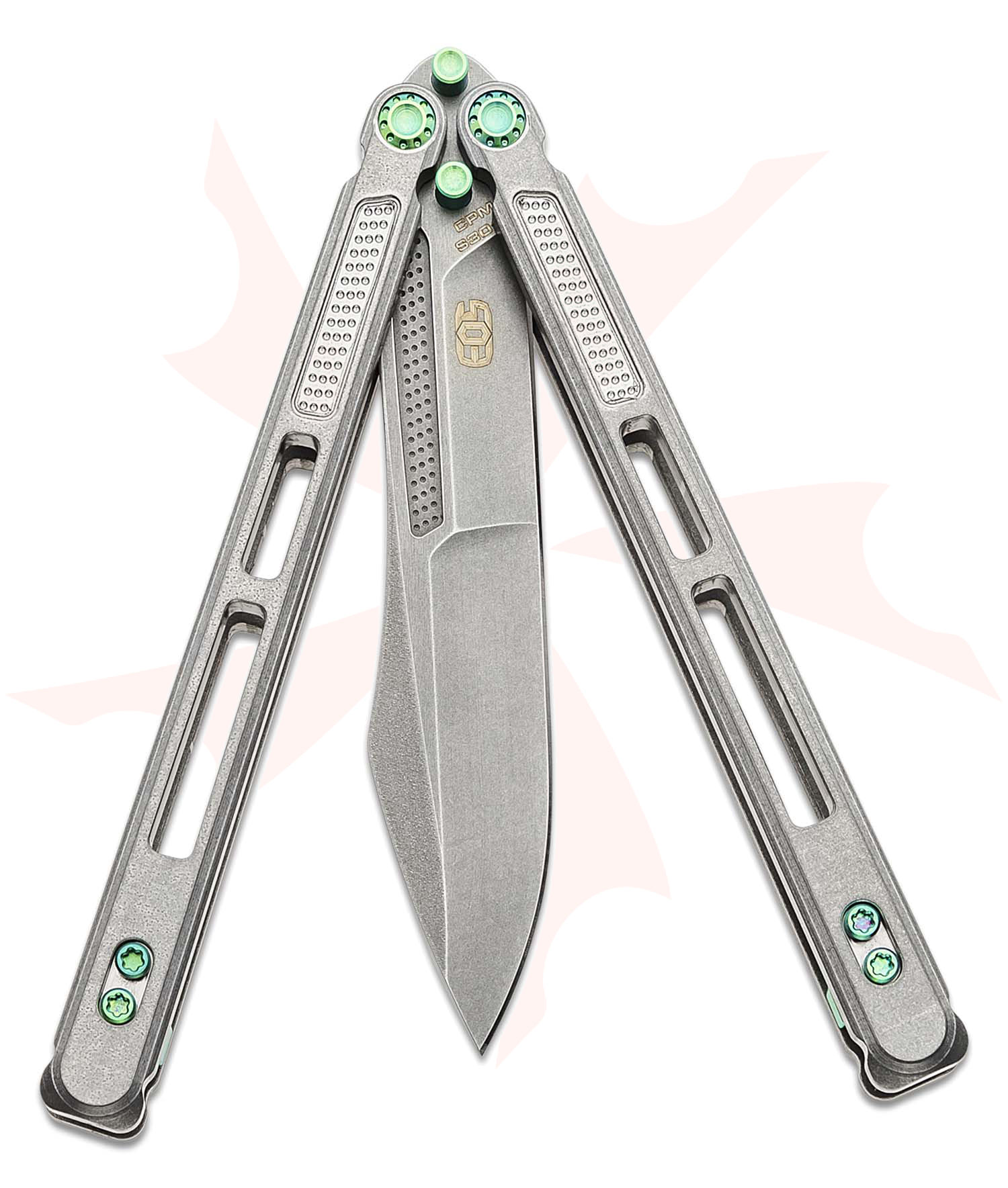 EOS Trident Balisong Butterfly Knife 4.15" S30V Stonewashed Harpoon