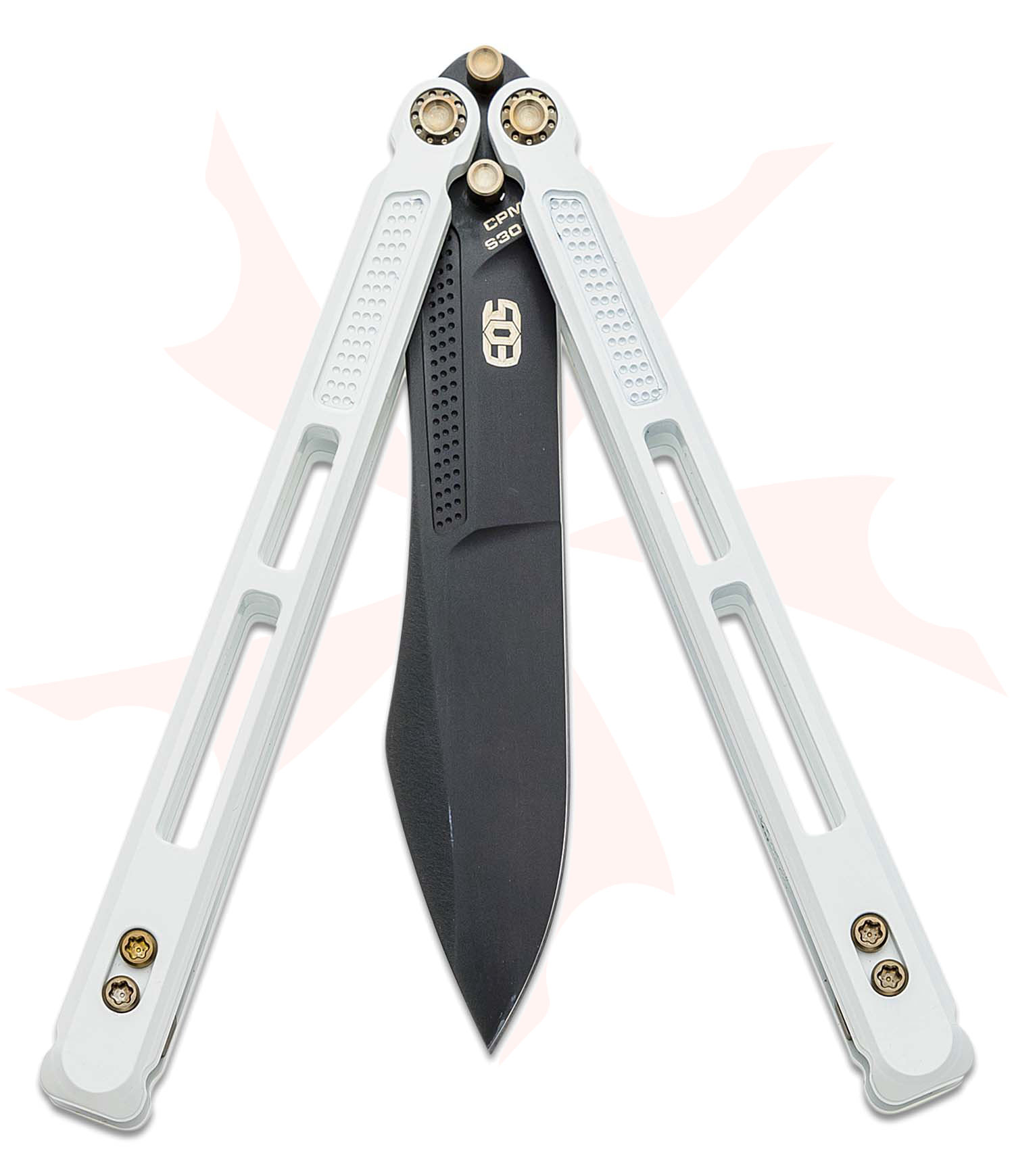 EOS Trident Balisong Butterfly Knife 4.15" S30V Black Harpoon Blade