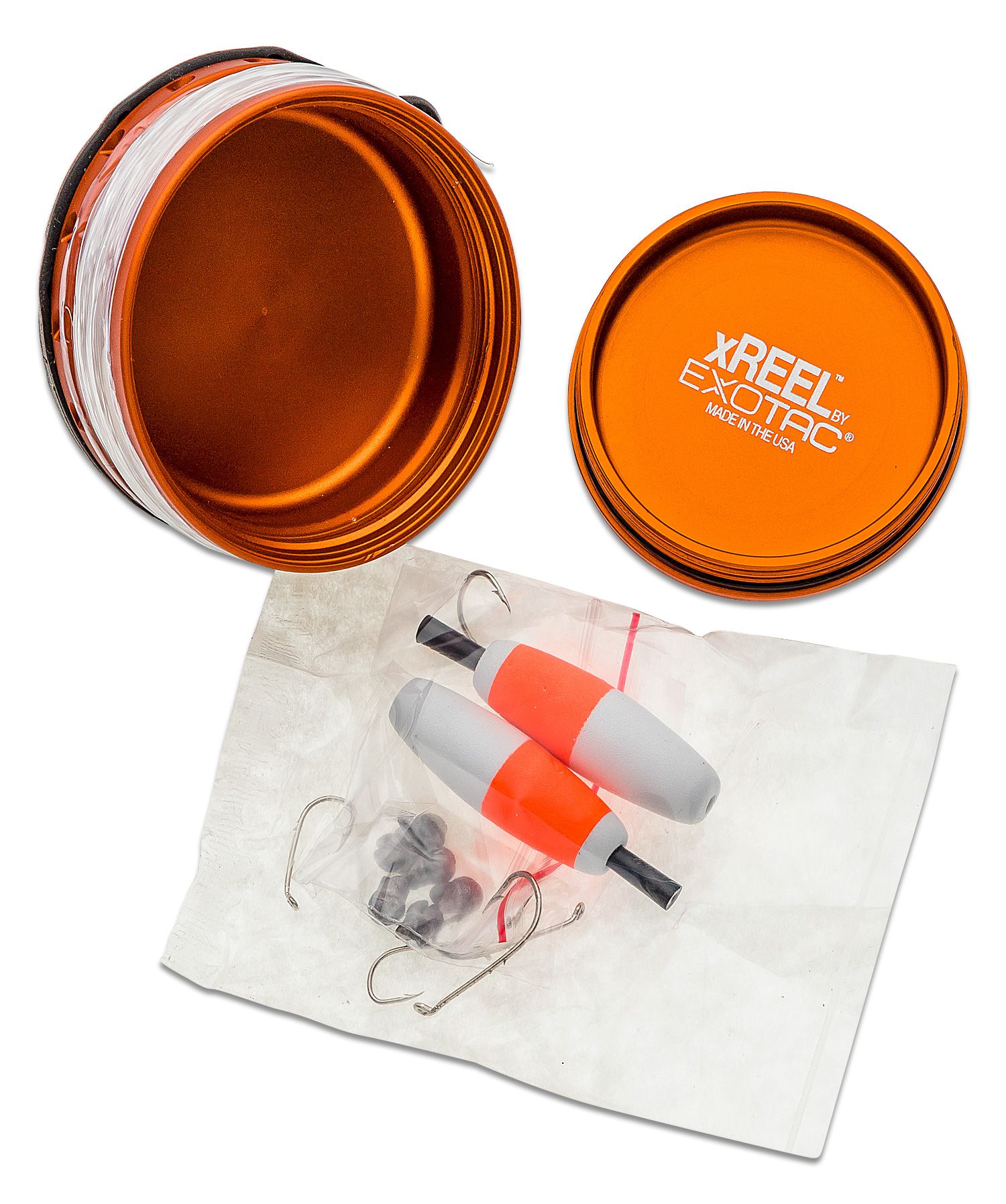 Exotac 1300 xREEL Handline Fishing Kit, Blaze Orange - KnifeCenter