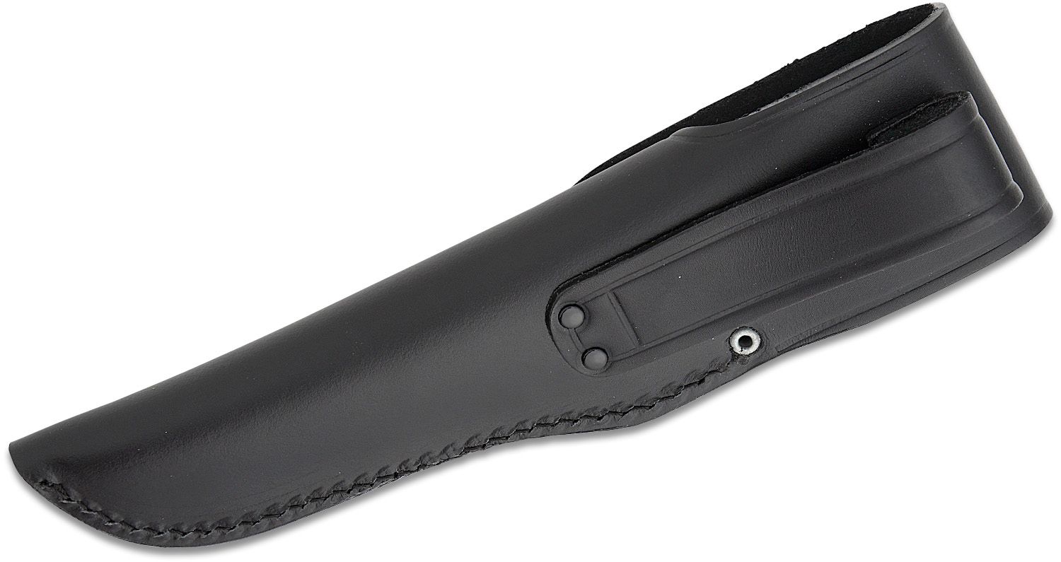 Fallkniven TK2 Tre Kroner Fixed 4 3G Satin Blade, Black Thermorun Handle  and Leather Sheath - KnifeCenter - TK2L