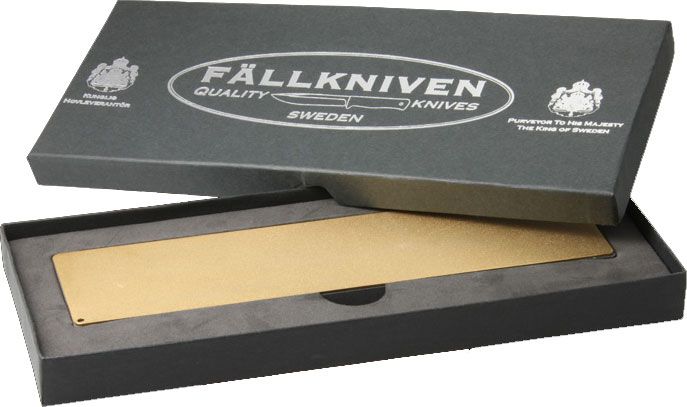 Fallkniven Double-Sided Diamond - Ceramic Whetstone w/ Sleeve - Fine Grit /  25 Micron TAN Plated