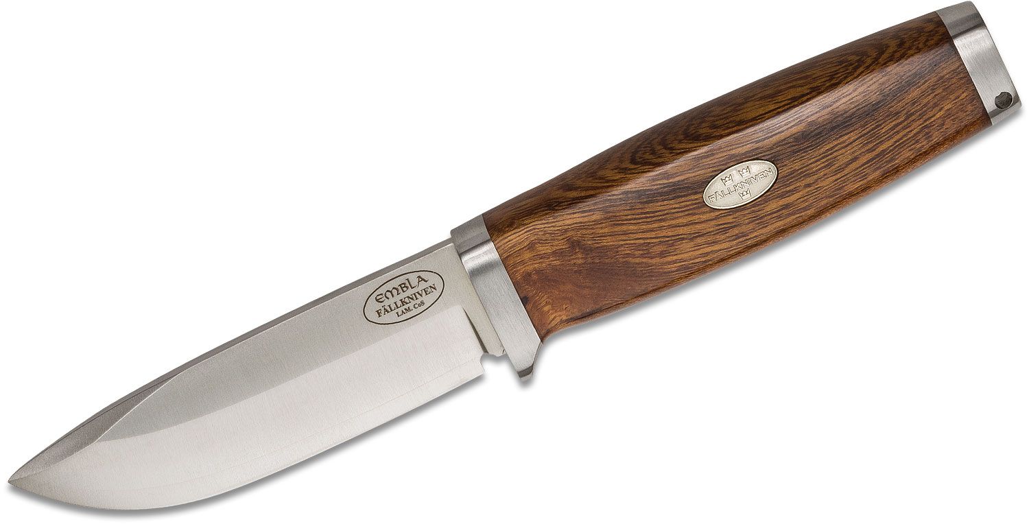 Fallkniven SK2L Embla Swedish Knife 3.94 Laminated CoS Satin Blade, Desert  Ironwood Handles, Black Leather Sheath - KnifeCenter
