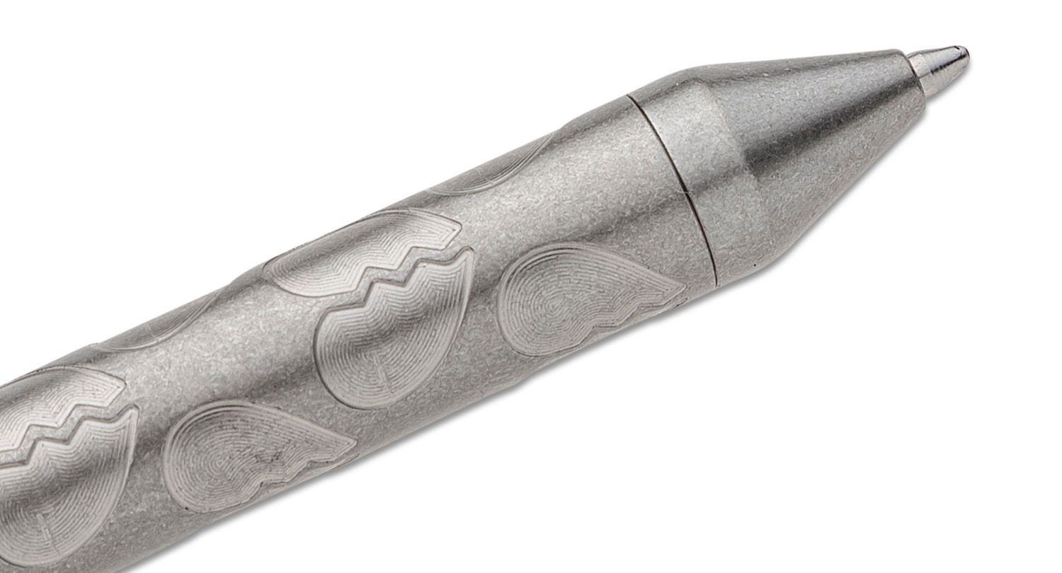 Brian Fellhoelter Custom TiBolt Broken Heart Engraved Titanium Pen, 5.5  inch Overall