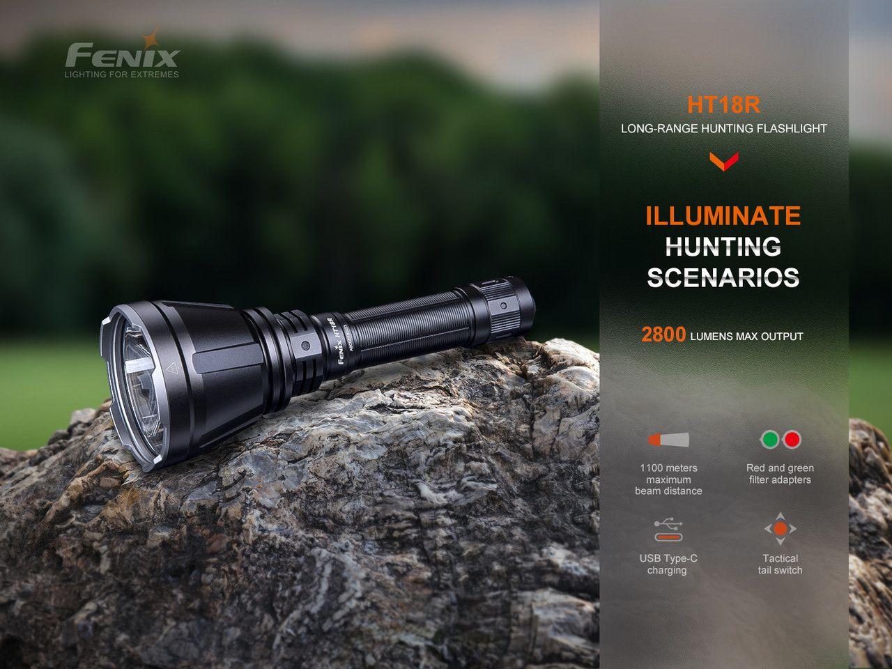 Fenix HT18 Long-Range Hunting LED Flashlight, Black, 2800 Max Lumens ...