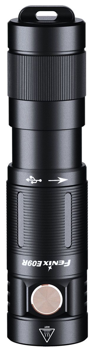 Fenix E09R Rechargeable LED EDC Flashlight, Black, 600 Lumens