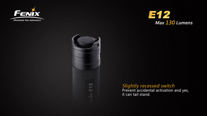 fenix e12 flashlight 130 lumens Fenix E12 LED Flashlight, Black, 130 Max Lumens - KnifeCenter - E12BK