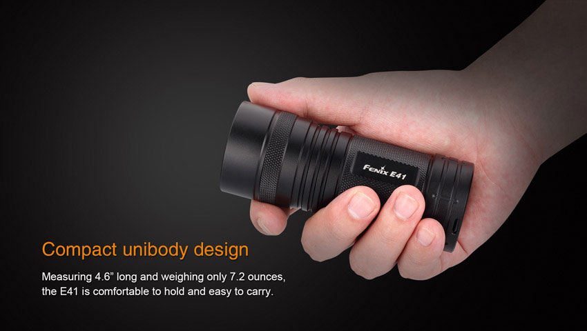 fenix e41 flashlight Fenix E41 LED Flashlight, Black, 1000 Max Lumens - KnifeCenter - E41L2BK-B