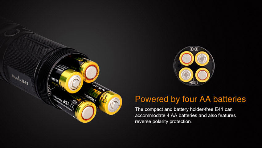 fenix e41 xm l2 led flashlight Fenix E41 LED Flashlight, Black, 1000 Max Lumens - KnifeCenter - E41L2BK-B