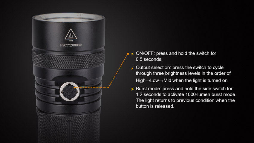 fenix e41 flashlight Fenix E41 LED Flashlight, Black, 1000 Max Lumens - KnifeCenter - E41L2BK-B