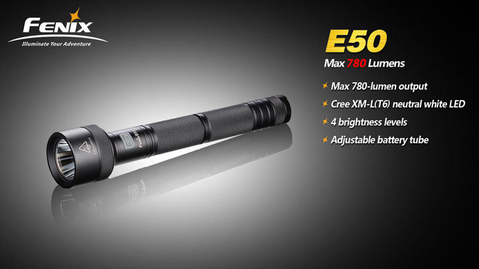 fenix e50 white led flashlight black Fenix E50 T6 Variable-Output LED Flashlight, 780 Max Lumens - KnifeCenter -  E50T6BK