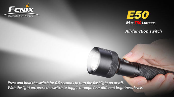 fenix e50 white led flashlight black E04R Clip On Made of A6061 Fenix E50 T6 Variable-Output LED