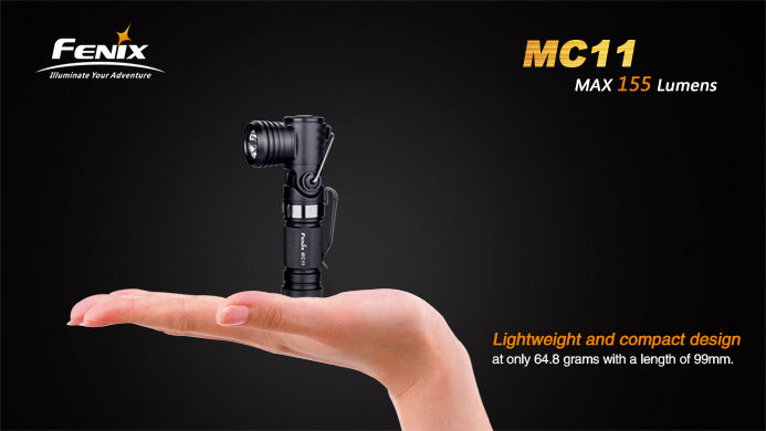 fenix 155 lm mc series flashlight Fenix MC11 Angle Light LED Flashlight, Black, 155 Max Lumens - KnifeCenter  - MC11G2BK-B