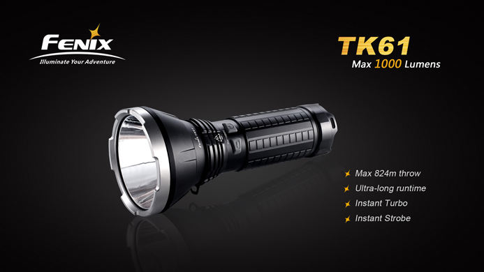 Fenix TK61 LED Flashlight, Black, 1000 Max Lumens - KnifeCenter