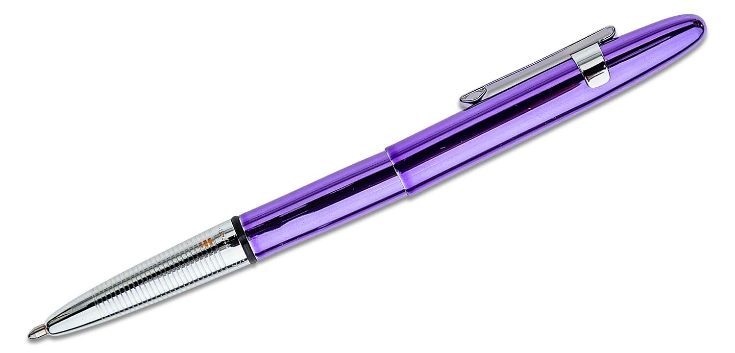Chrome & Purple Passion NEW Bullet Ballpoint Pen with Clip Fisher Space Pen