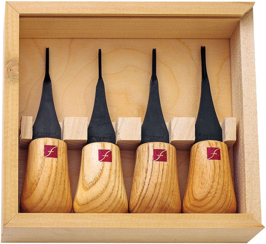 Flexcut 4-Piece Mini-Palm Set, 4 Different Style Blades, Ash Wood Handles,  Storage Box - KnifeCenter - FR804