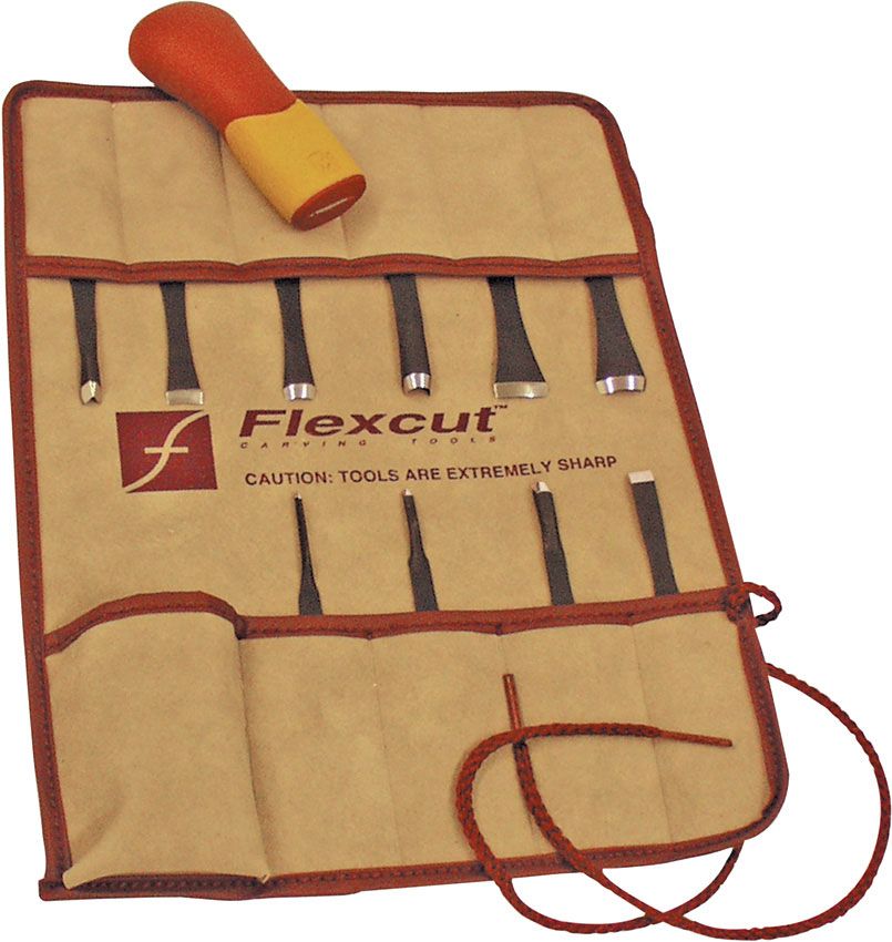 Flexcut 11-Piece Craft Carver Set, 10 Different Style Blades w/ Knife Roll  - KnifeCenter - FLEXSK107