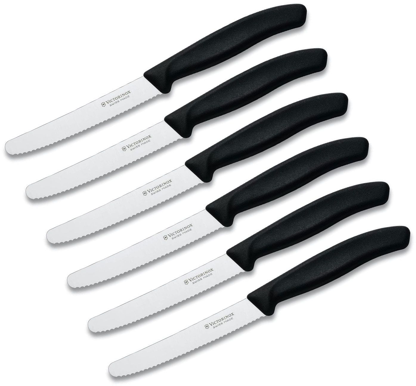 Victorinox Forschner 6-Piece 4.5 Serrated Steak Knife Set, Round Tip, Black  Polypropylene Handle - KnifeCenter - 6.7833-X8