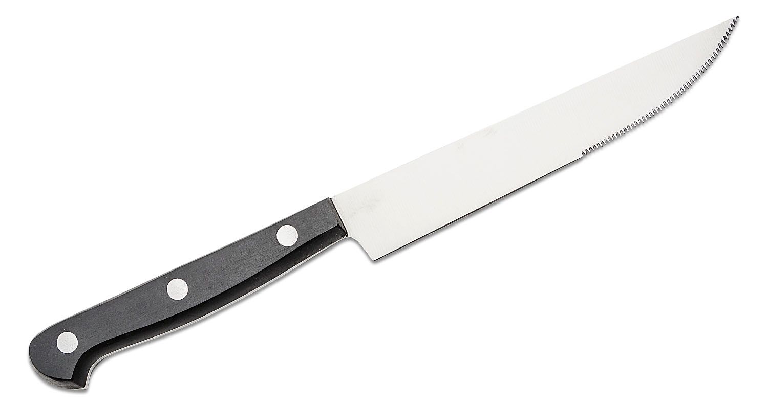 Victorinox Swiss Army Cutlery Serrated Steak Knife Set, Pointed-tip,  4.5-Inch, 6-Piece, Black, VN47650