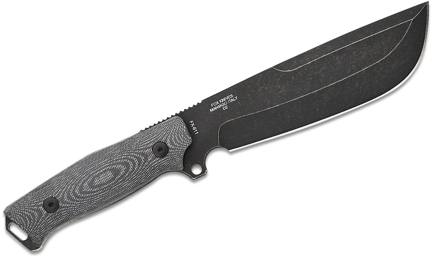 Fox - Native Bushcraft - Idroglider D2, Black Micarta - FX-611 - single  edge fixed knife, made in Italy